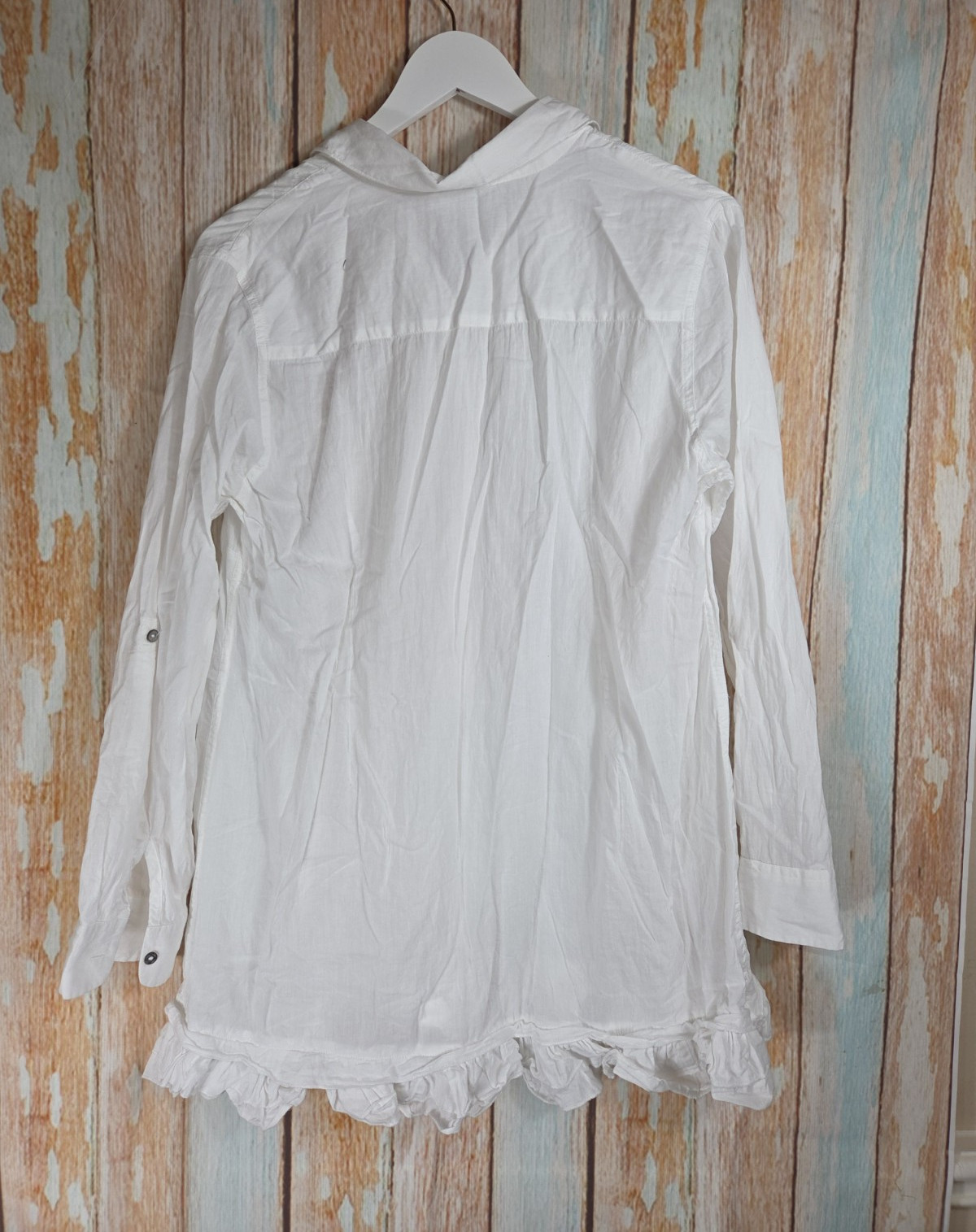 GB White Polka Dot Round Neck Long Sleeve A-Line. 100% cotton. size XL