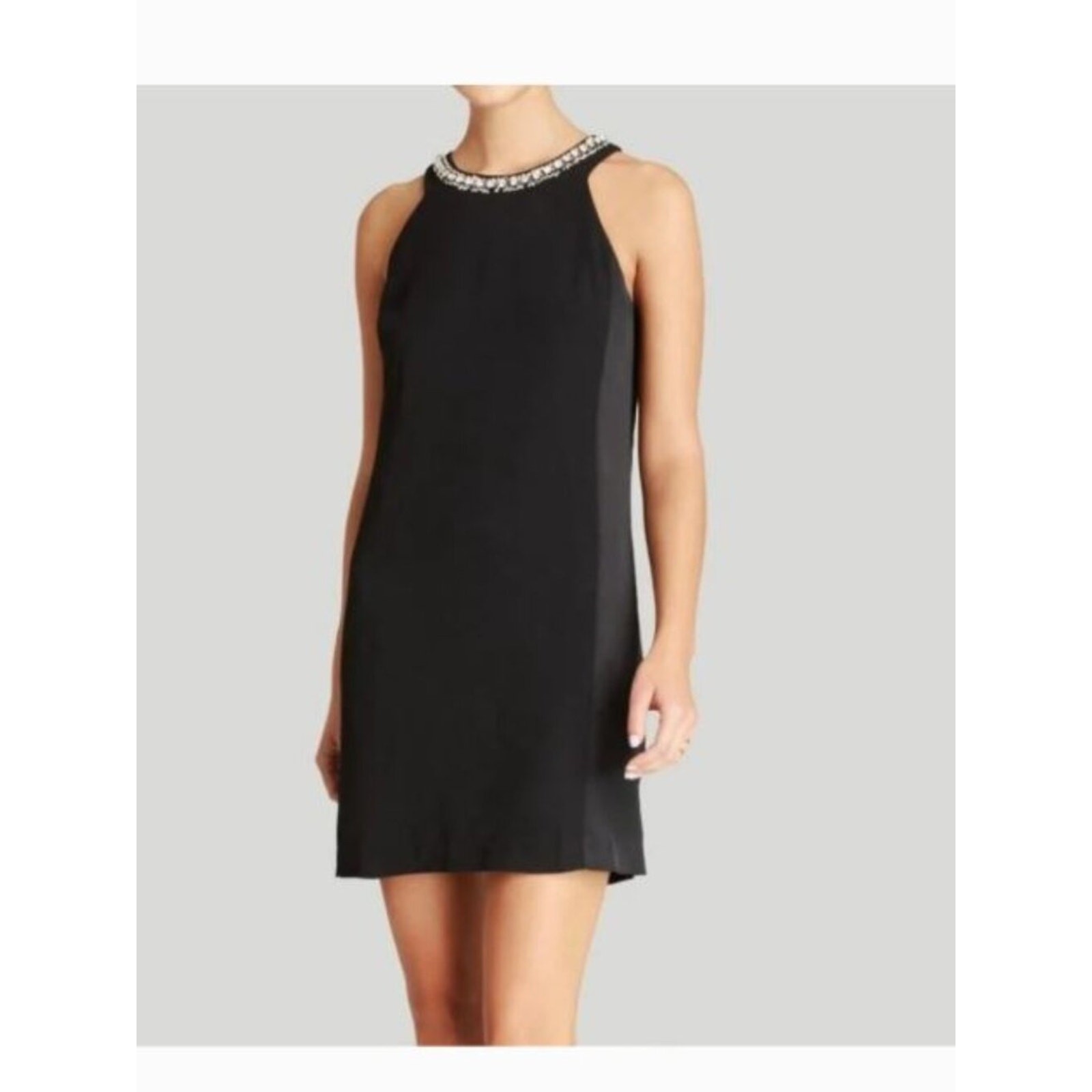 Rebecca Taylor Y2K Rhinestone Mini Dress Black 8 Medium Cocktail Wedding Formal