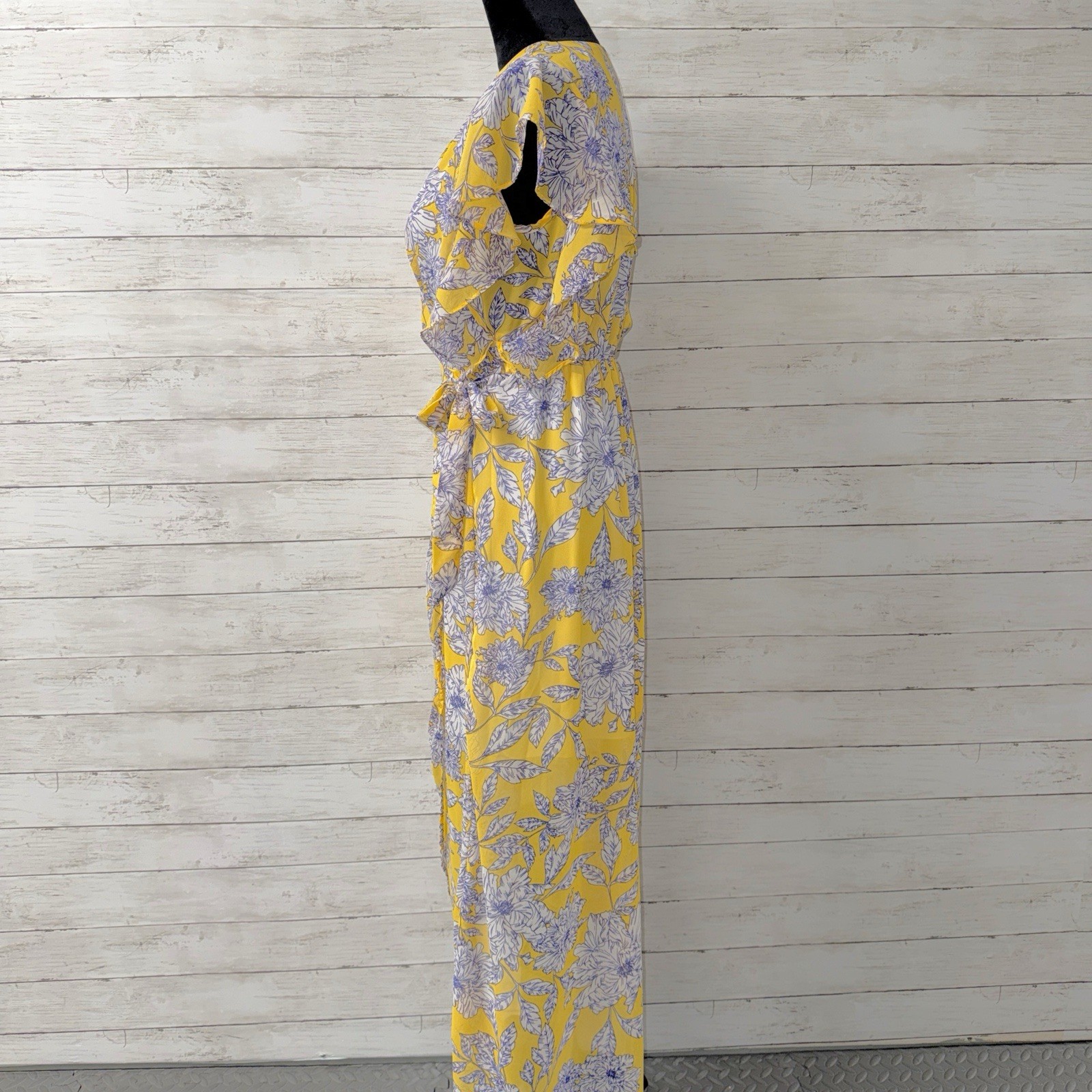Japna Floral Faux Wrap Midi Dress