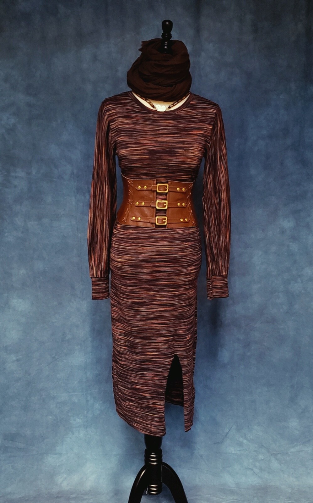 JUST Female Brown Space Dye Long Sleeve Sweater Dress L NWTs