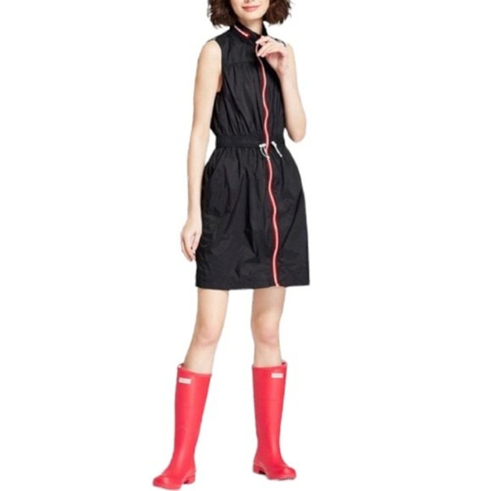 Hunter for Target Black Sleeveless Windbreaker Full Zip Hooded Active Dress NWT