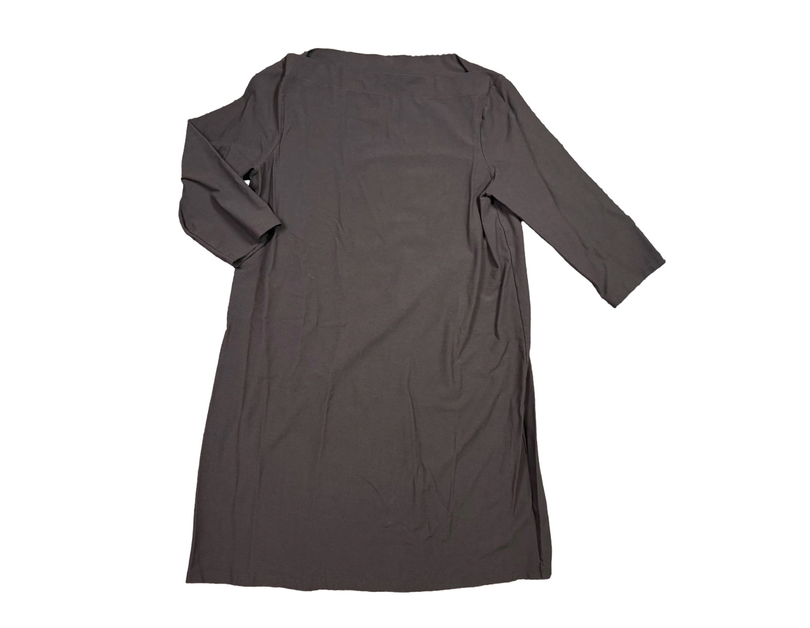Eileen Fisher Washable Stretch Crepe Shift Dress Womens Large Gray 3/4 Sleeve