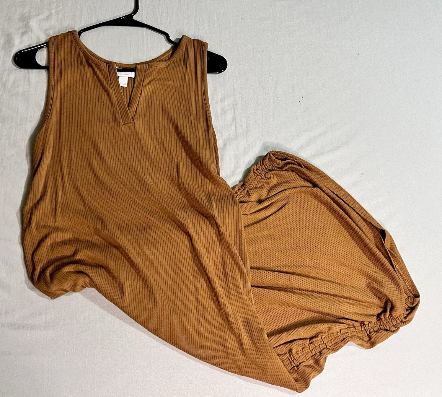 Isabel Maternity by Ingrid & Isabel 2pc Rib Knit Top Ruched Skirt Brown L