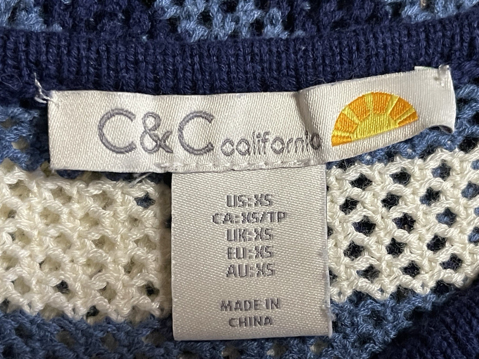 C&C California Womens XS Blue Striped Open Knit Mini Tank Dress , Never Worn