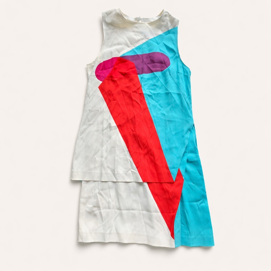 Sportmax Designer Shift Dress UK 8 Colourblock Graphic With Pockets