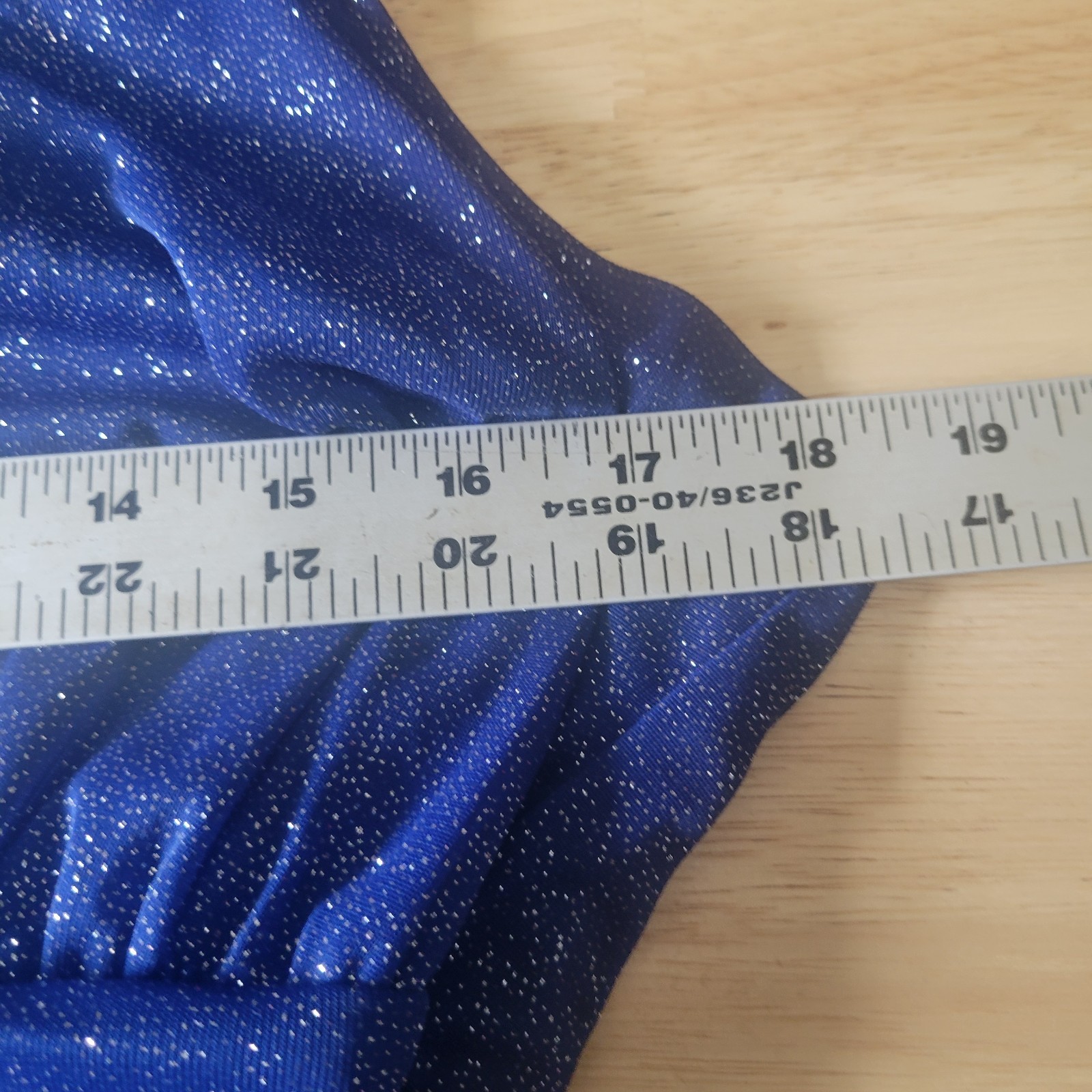 Enfocus Sparkle Halter Maxi Navy Blue Dress with Silver Lurex Petite Size 4P