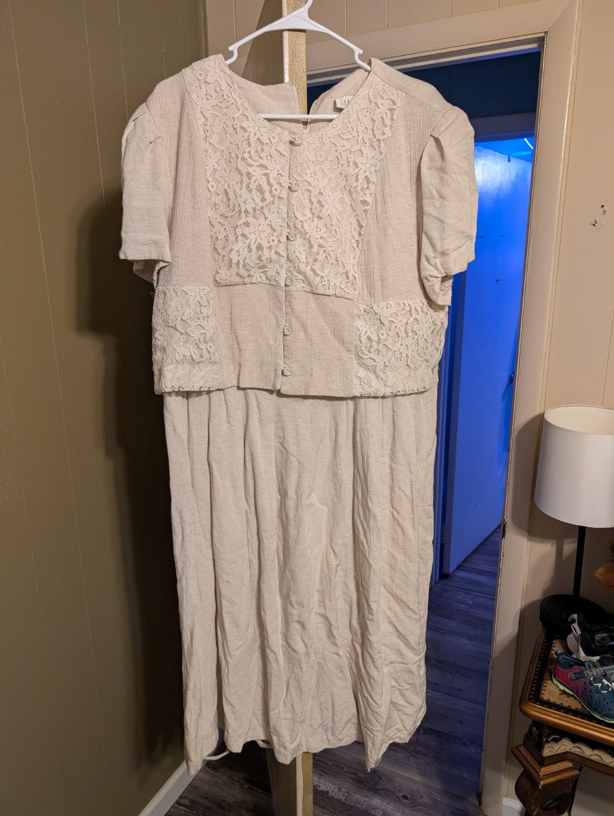 Vintage Lady Dorby Blouson Dress Layered Midi Lace Cottagecore 16W