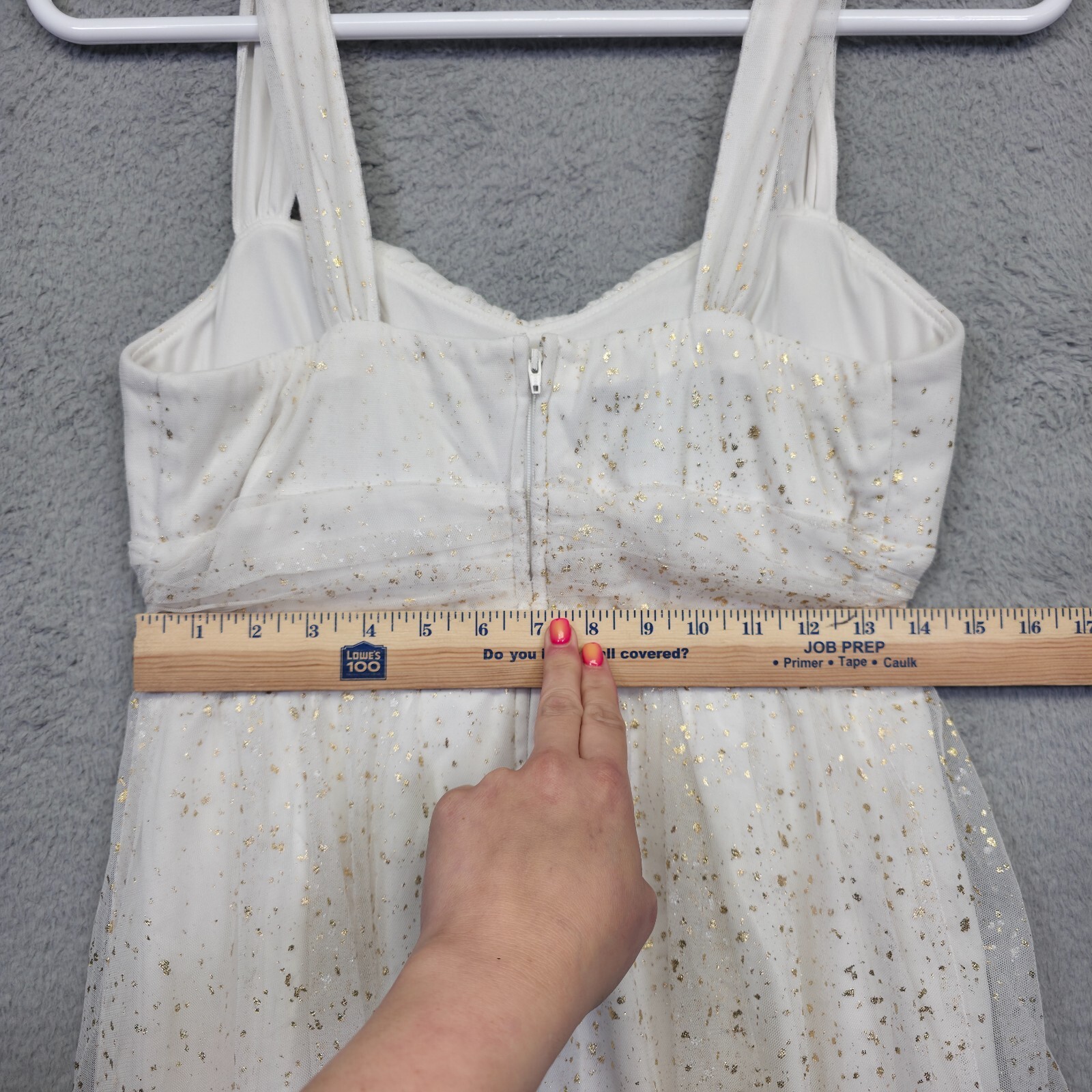 BCX Babydoll Dress Juniors 11 White Gold Metallic Wedding HOCO Party Formal Sexy