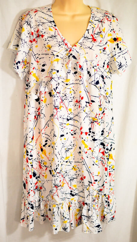 women’s causal summer dress size small colorful print flutter sleeves pull-on