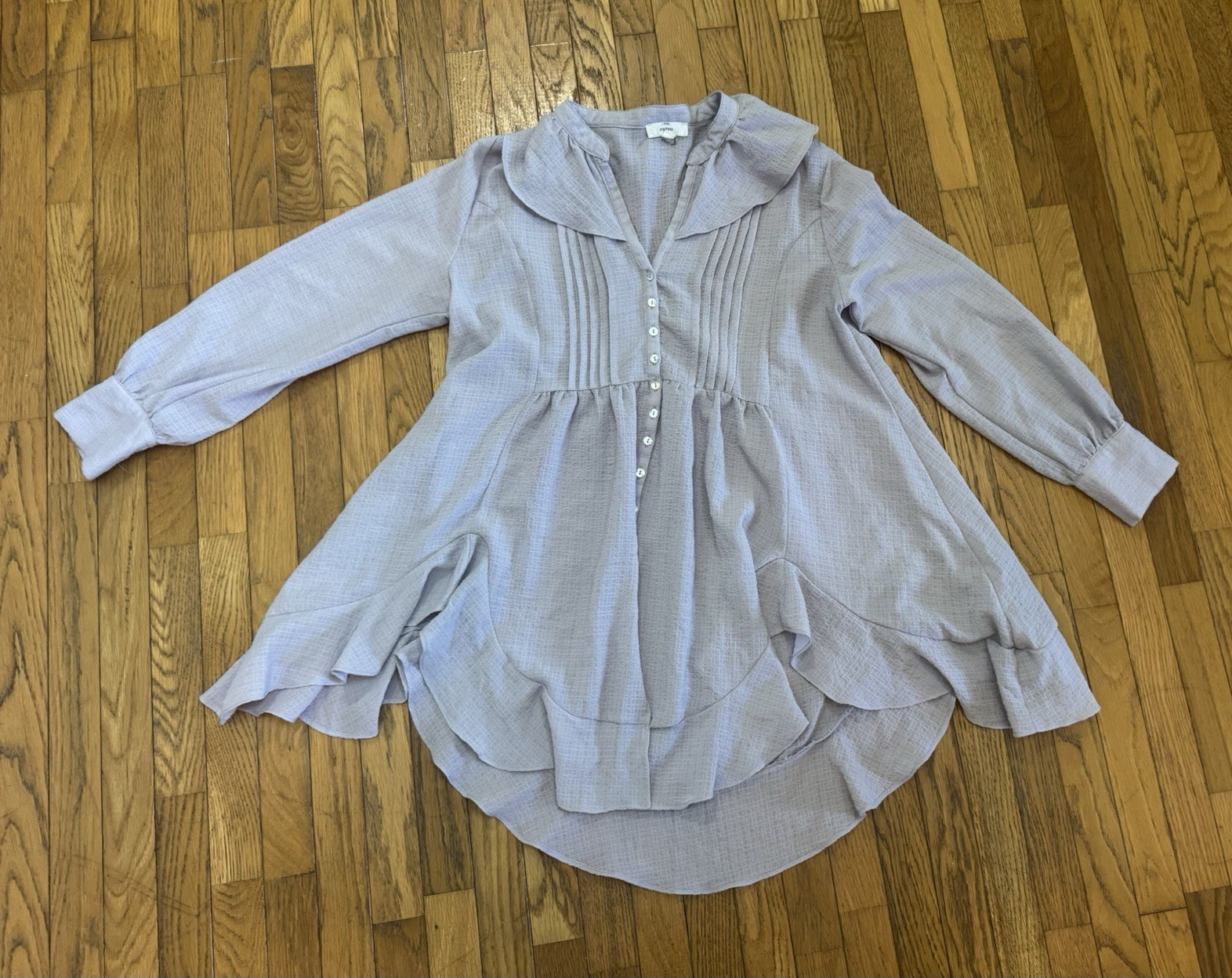 Entro Women’s L Purple Gingham Collared Long Sleeve Button Front long Shirt