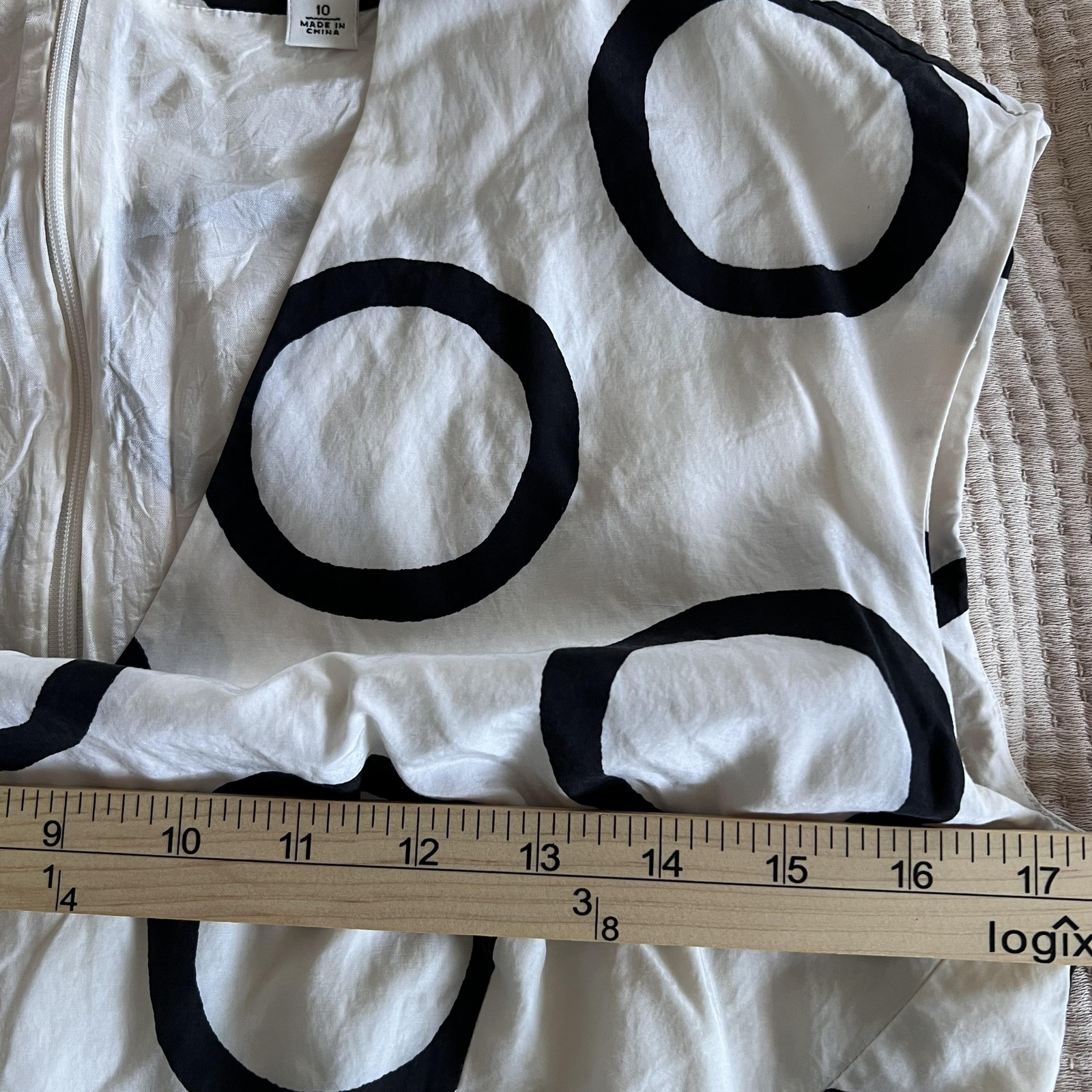 Banana Republic Dress Womens 10 White Black Circle Dot Silk V Neck Sheath Lined