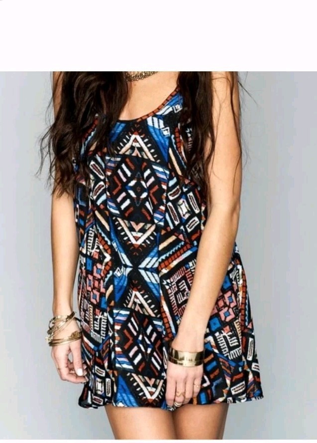 Show Me Your Mumu Bella Guatemala Trapeze Dress Geometric Mini Sz Med