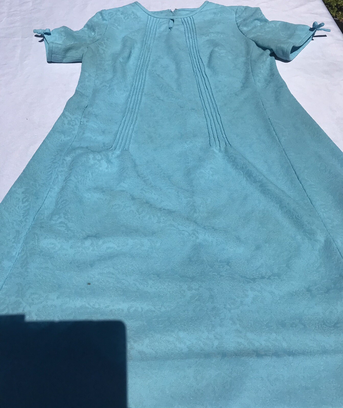Vtg 60S MOD Lady Mendel Knits of Distinction Dress Small A line Blue Floral