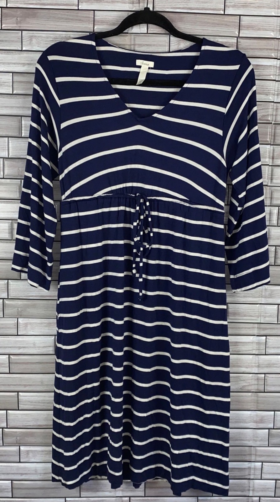 Soma Blue and White Striped Empire Waist Casual Dress with Pockets Size XS