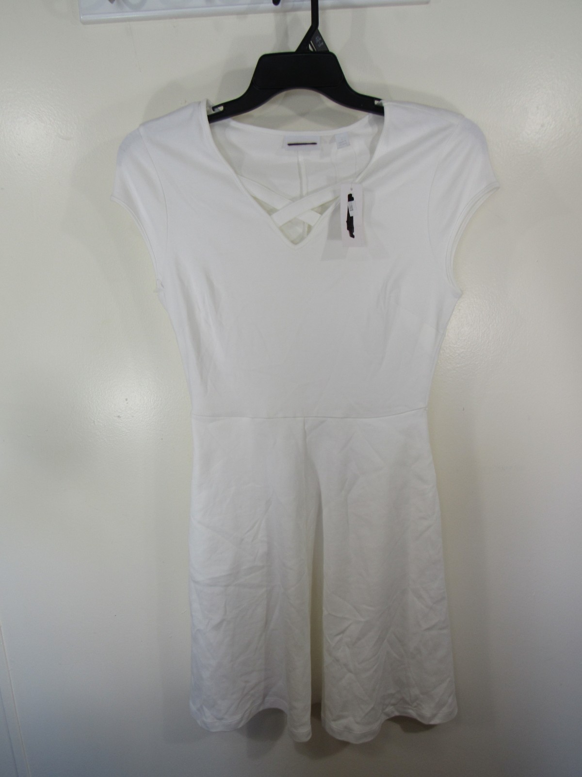 New NY & C Dress Size S White Pull Over Short Sleeve Side Pockets