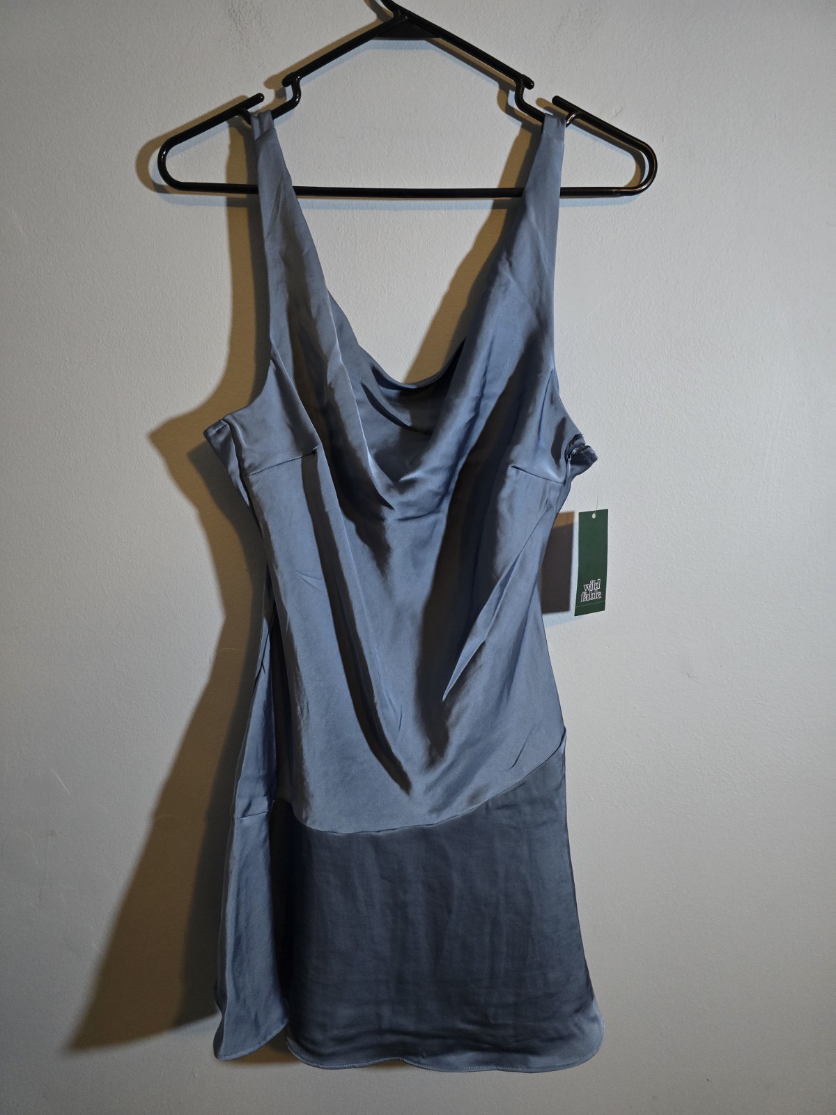 Wild Fable Women’s Slate Blue Satin Mini Slip Dress Size Medium