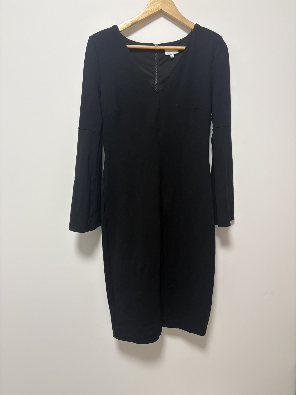 WITCHERY Black Midi Dress 🖤 Size M Flared Long Sleeve Winter Corporate