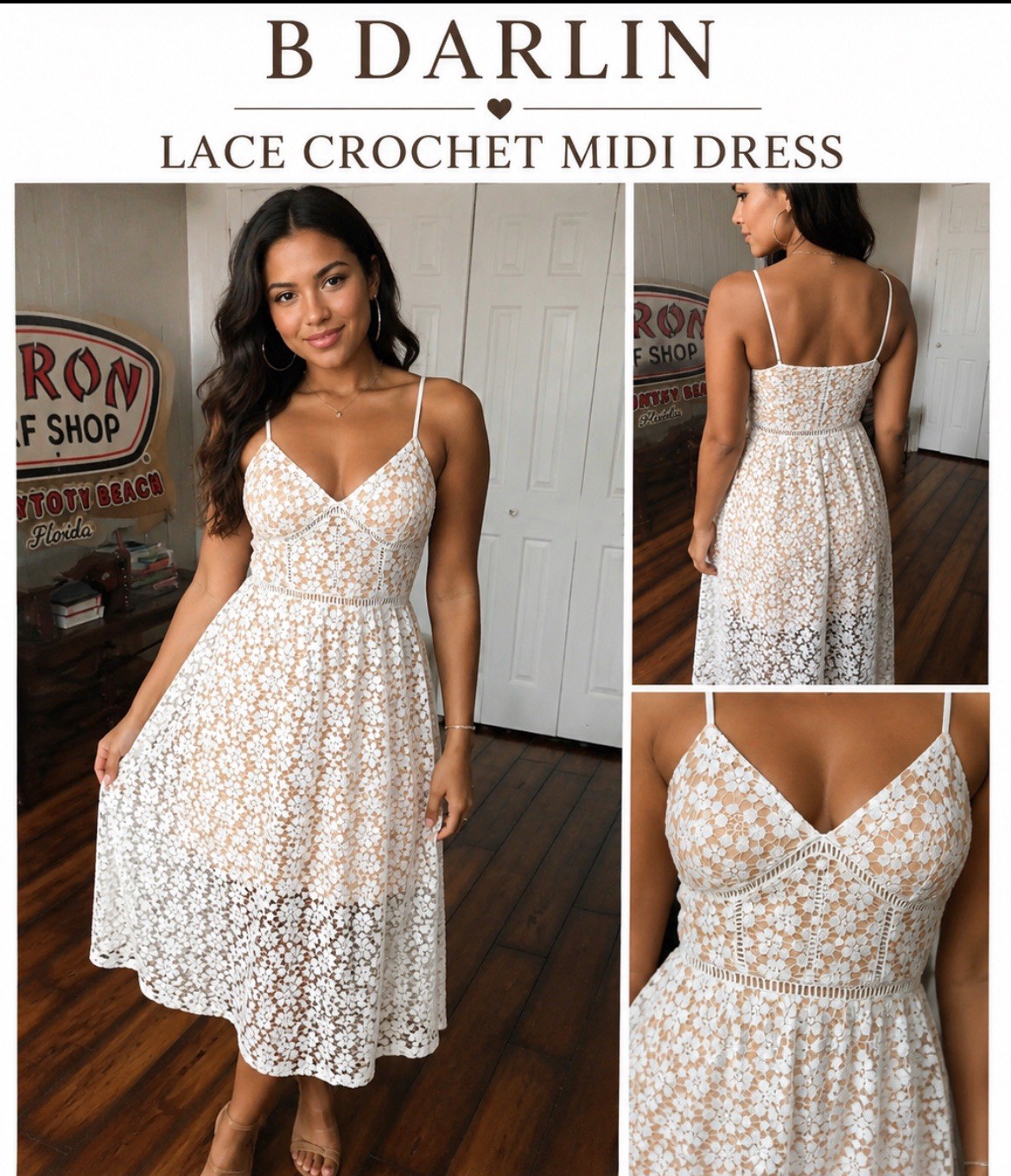 B Darlin Junior Womens 5/6 Lace Crochet Sheath Dress
