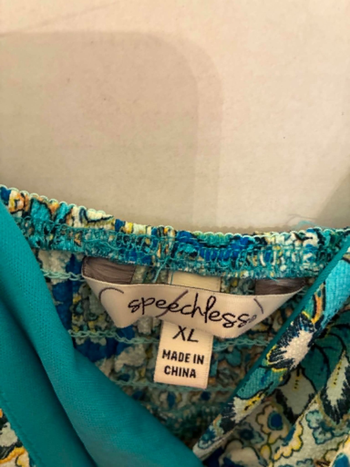 Speechless Teal Blue Floral Paisley Smocked Tiered Mini Dress XL