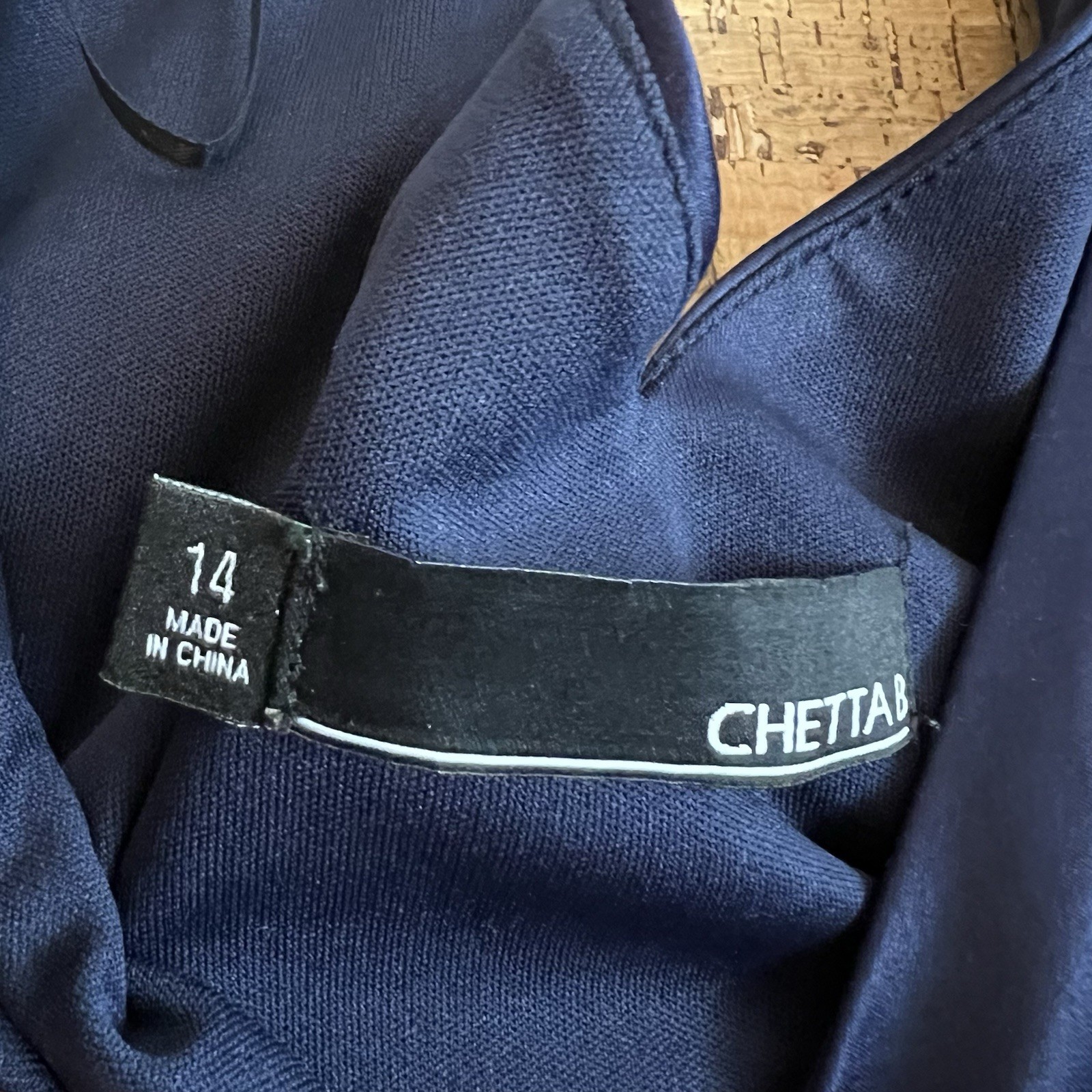 Chetta B Navy Solid Layered Sleeveless V-Neck Sheath Knee Length Dress 14