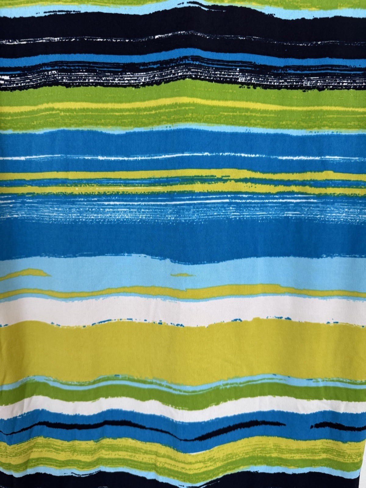 Glamour Womens Size 6 Sleeveless Midi Dress Tie Neck Blue Green Stripe Stretch