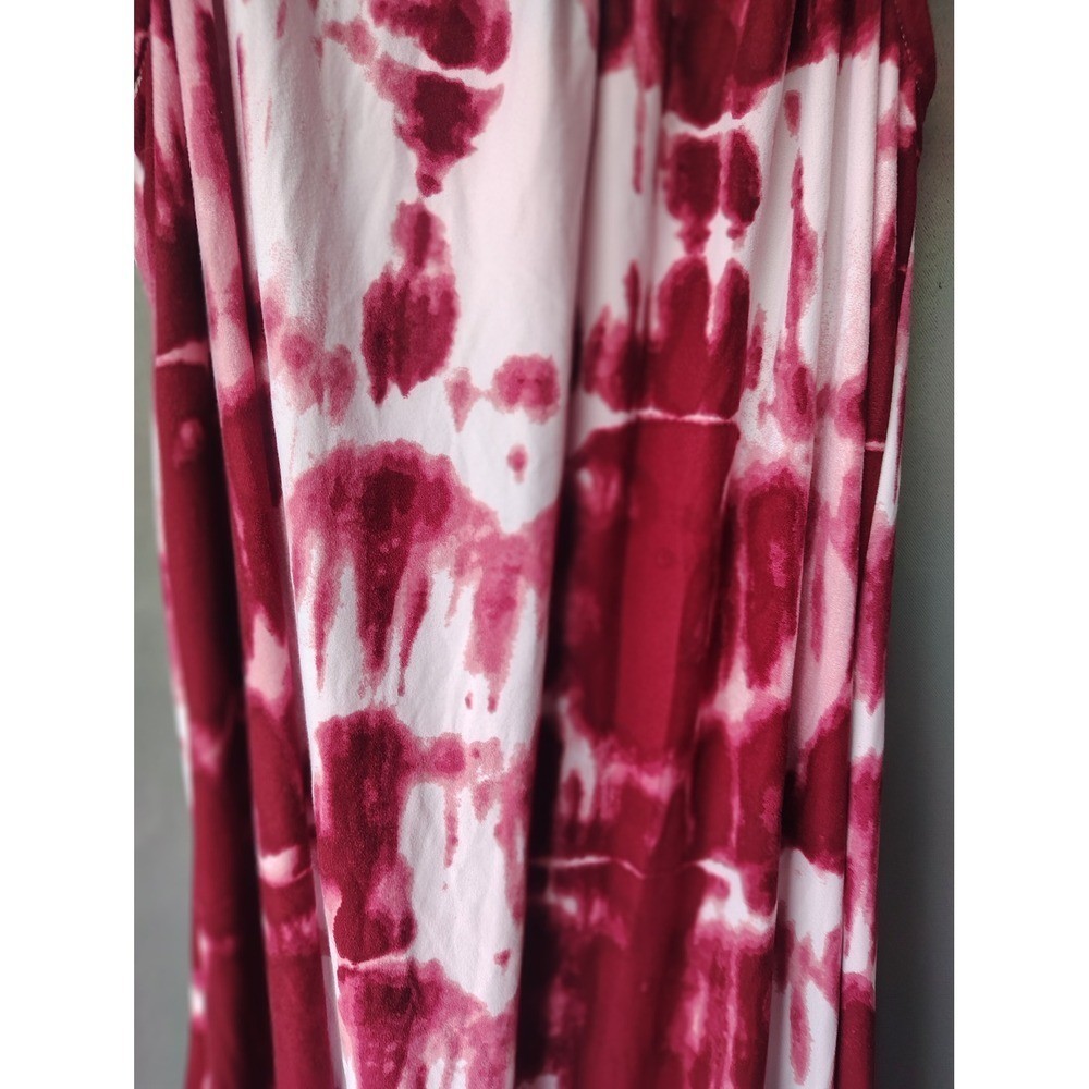 Rouge Collection Red White Tie Dye Maxi Dress Sleeveless Spaghetti Strap 1X