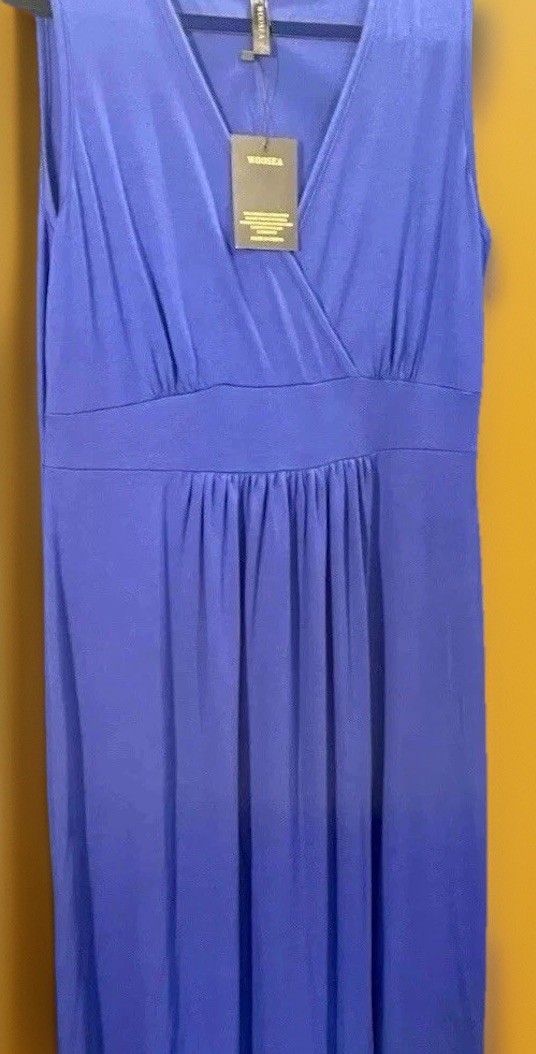 NWT WOOSEA Women XXL Sleeveless Deep V Neck Loose Long Maxi Dress Royal Blue
