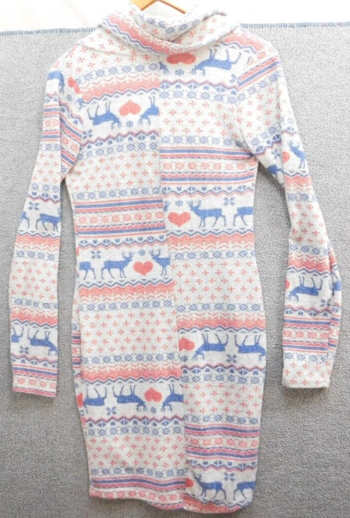 Rue 21 Women Cowl Neck Knit Dress Size M Fair Isle Bodycon