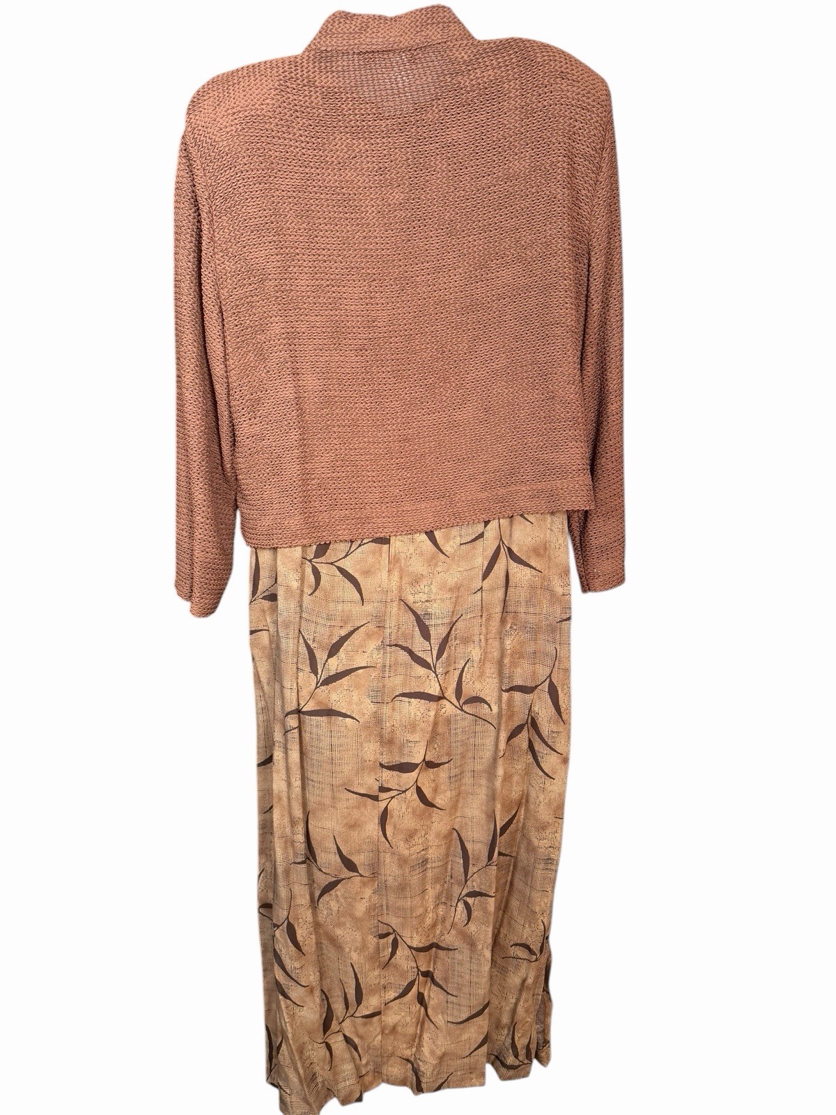 Vintage Jessica Howard Earthy Brown 2 Pc Dress Set Knit Jacket Boho Cottagecore
