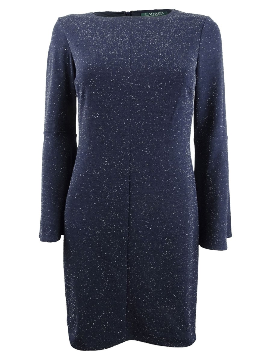 LAUREN Ralph Lauren Boat Neck 3/4-Sleeve Ruched Jersey Sheath Cocktail Dress, 2P