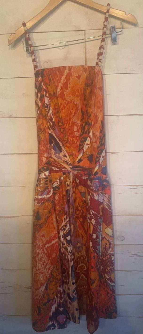 Farm Rio for Anthropologie Size M Ikat Print Midi Dress