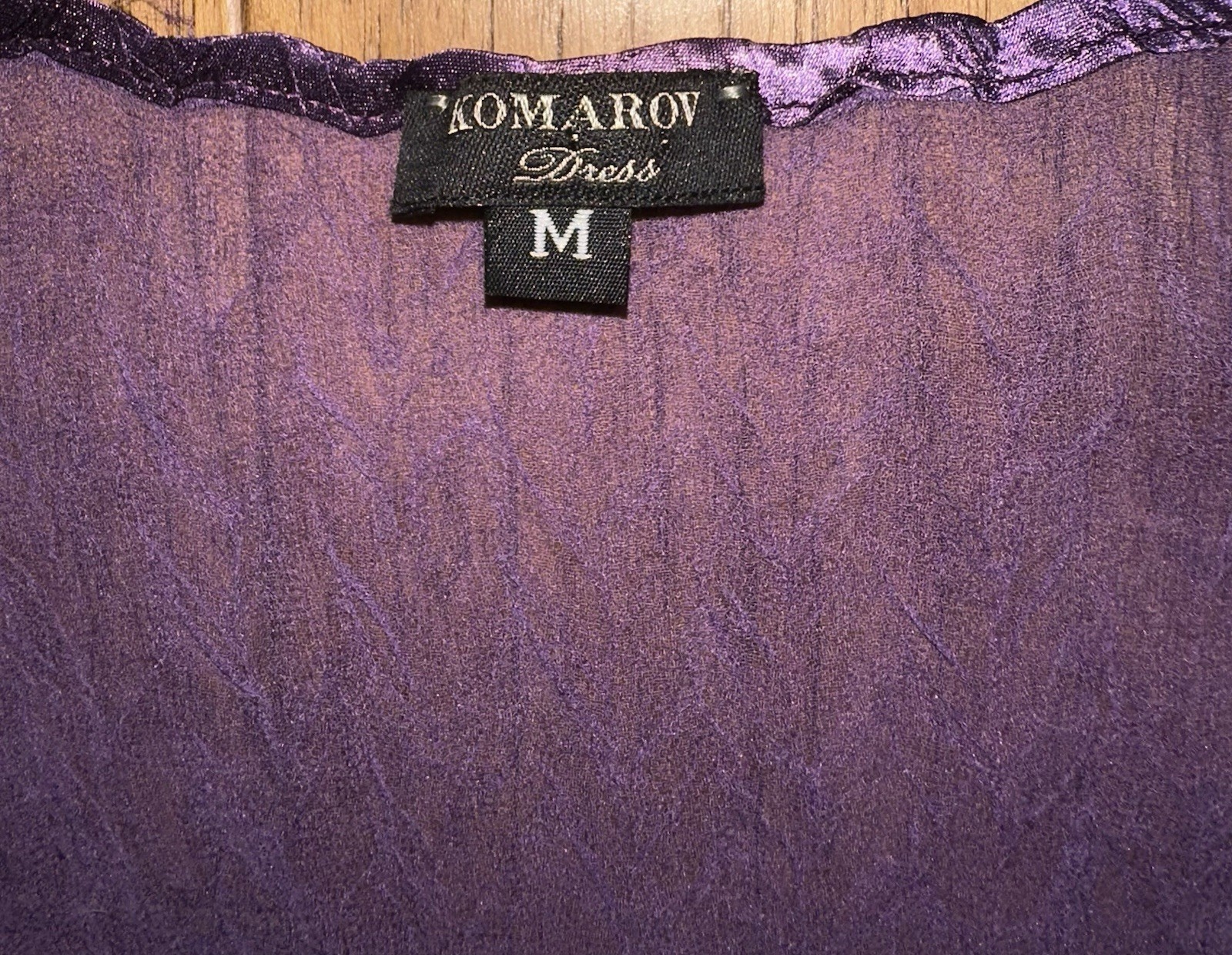 NEW Komarov Charmeuse & Chiffon Cocktail Dress Purple Noble Italy Size M