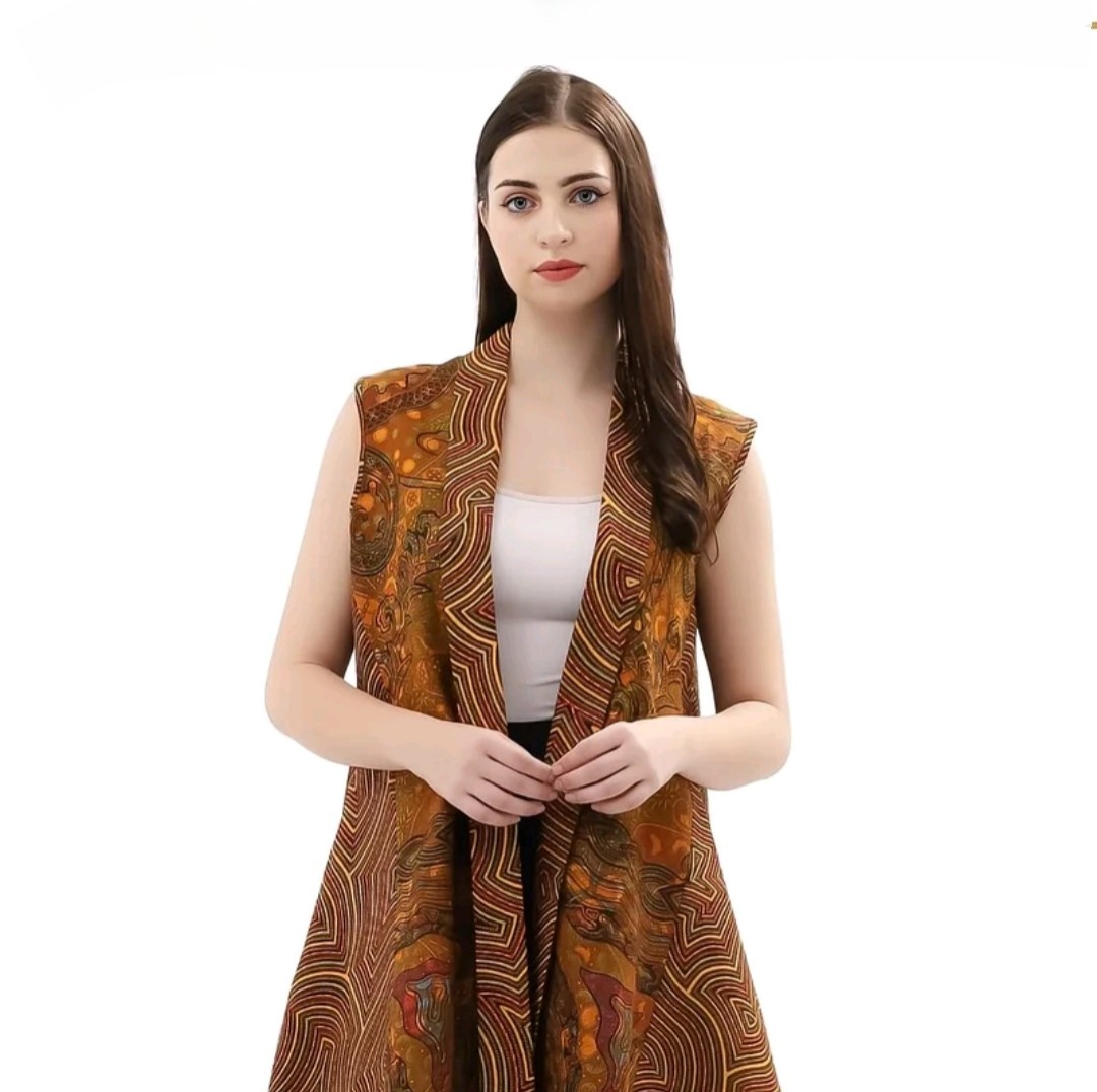Outer Batik Dobby Sleeveless SHEENA Yellow Formal Women’s Outer