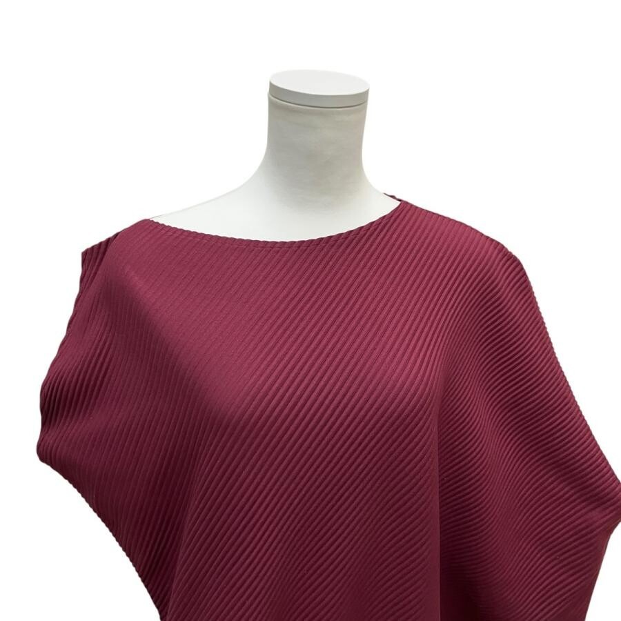ISSEY MIYAKE Twisted Pleats Dress Maroon Size 3 Authenticated Authentic