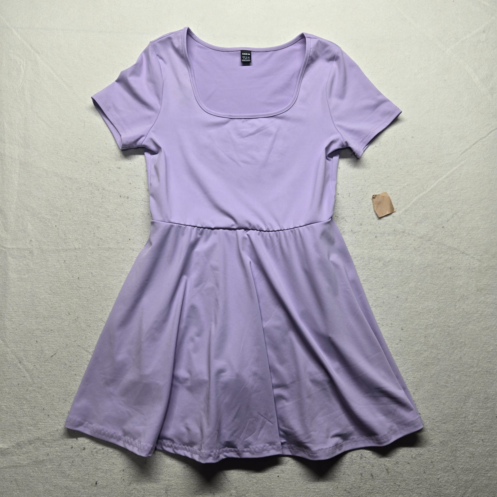 Shein Dress Solid Purple Short Sleeve Knee Length Adult Women’s Size L Large