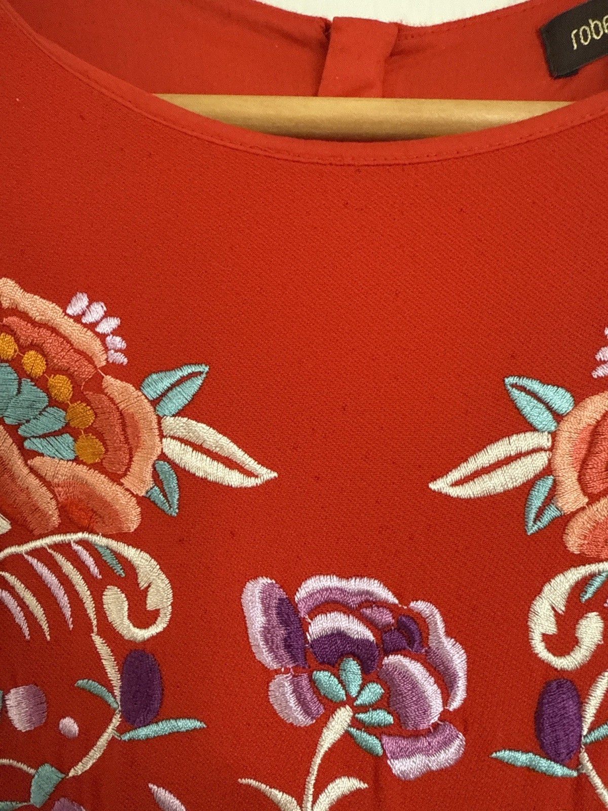 Roberto Cavalli Womens Dress M Red Embroidered Floral Animal Motif