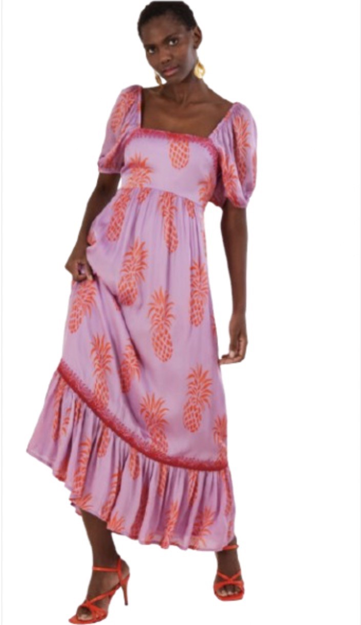 New MONSOON Size 8 PURPLE PINEAPPLE print DRESS BNWT