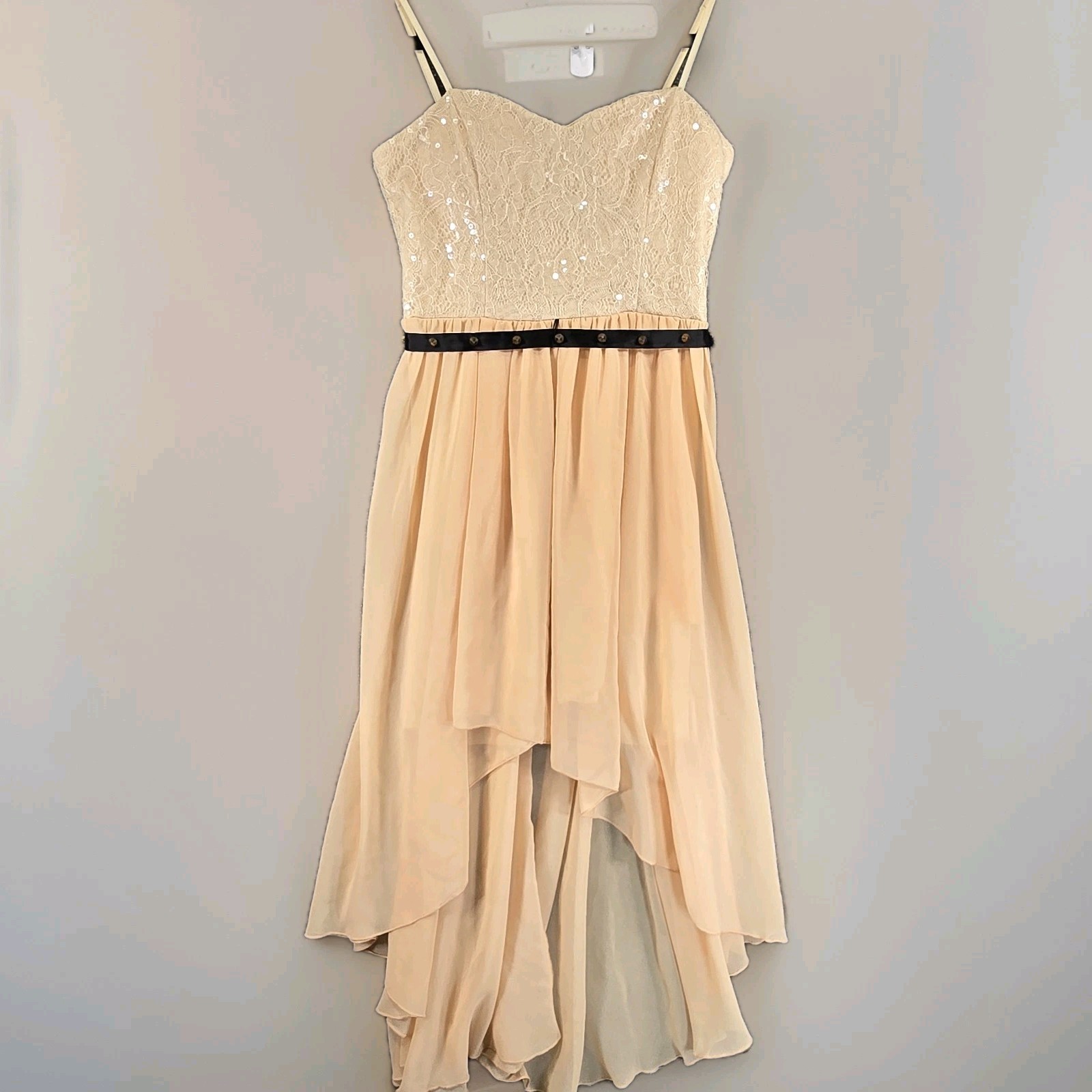 Sequin Floral Lace Bust Sheer Dress Studded Belt Sz 5 Dark Feminine Rock Chic