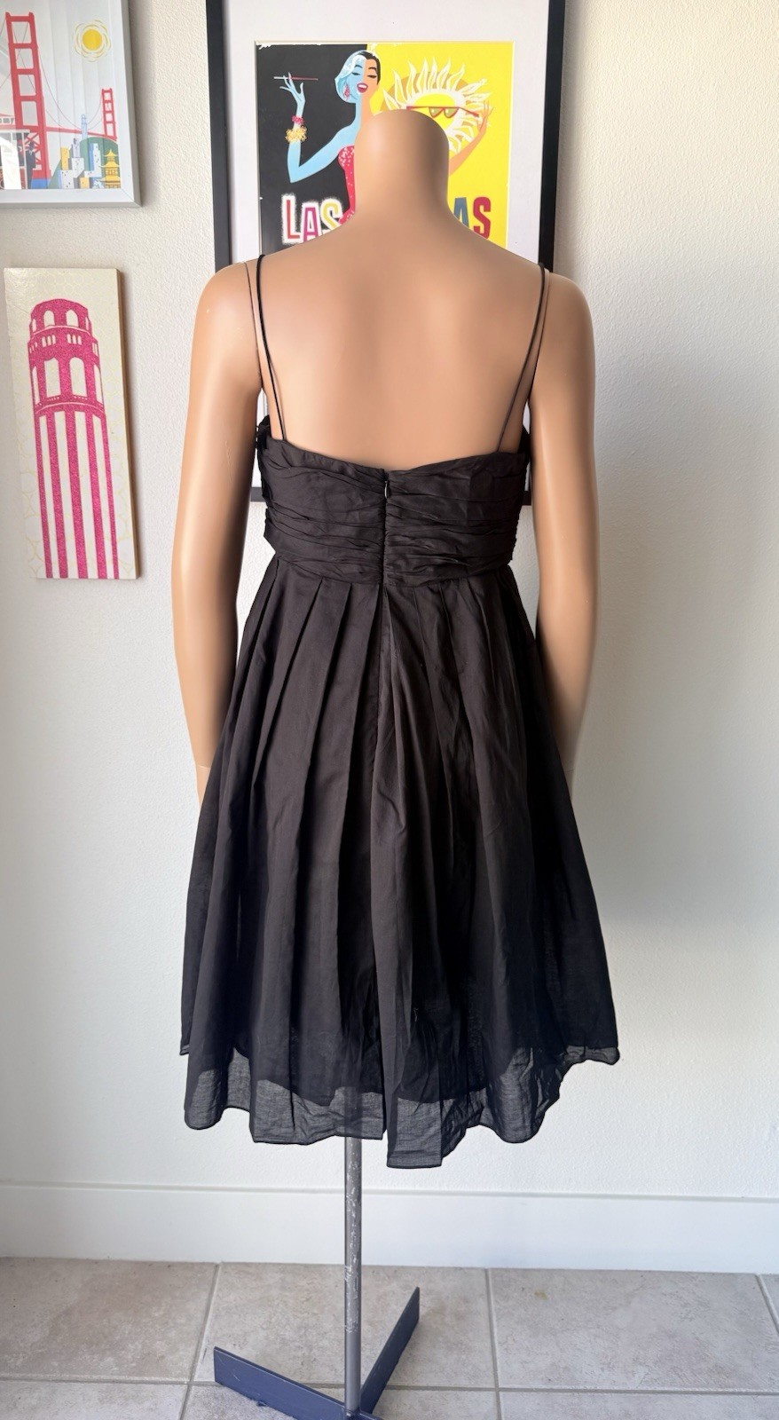 NWT Taylor Black Strapless Ruffle Bodice Dress with Pockets