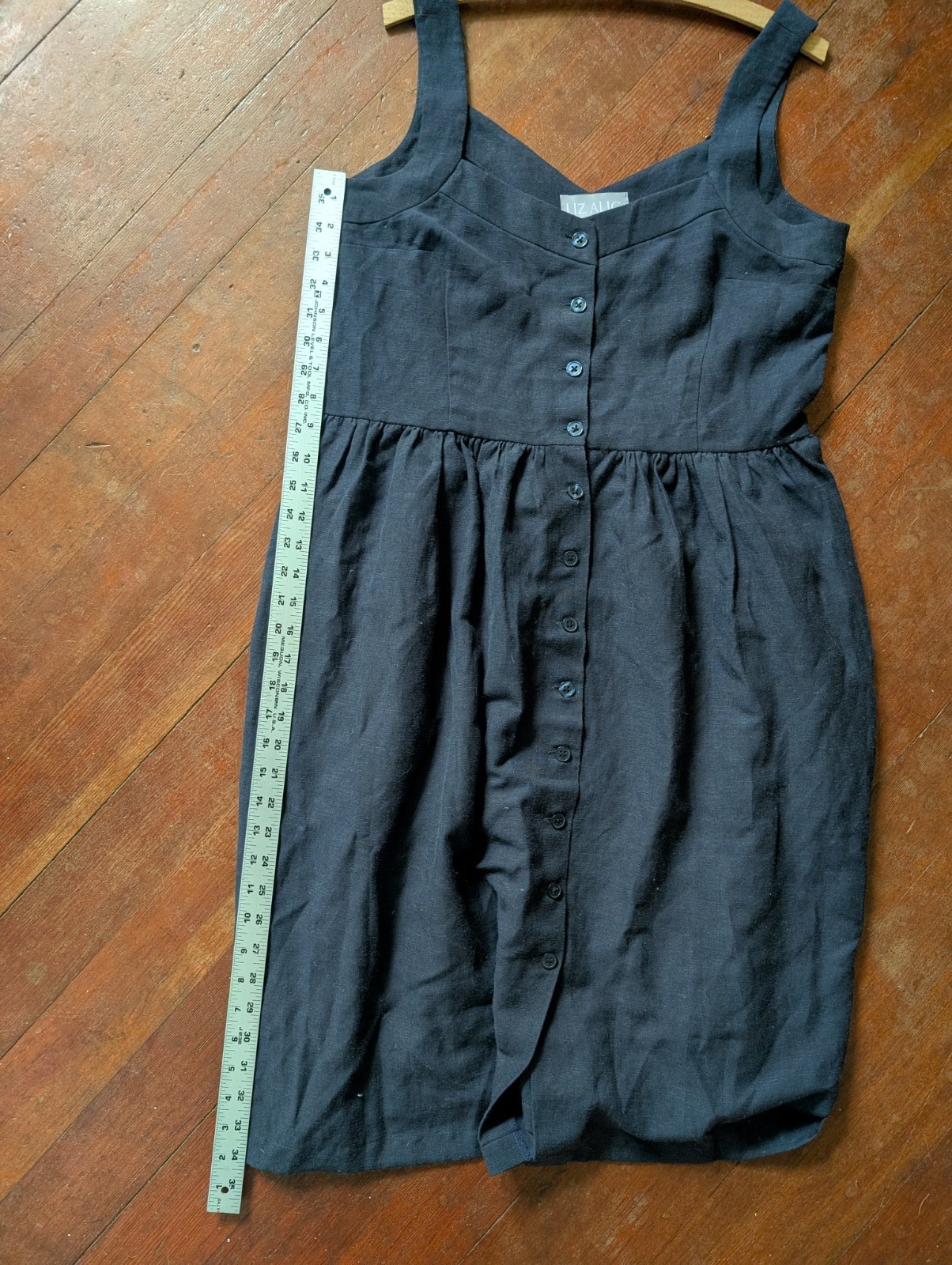 Liz Alig Mia Linen Dress in Navy. Size L