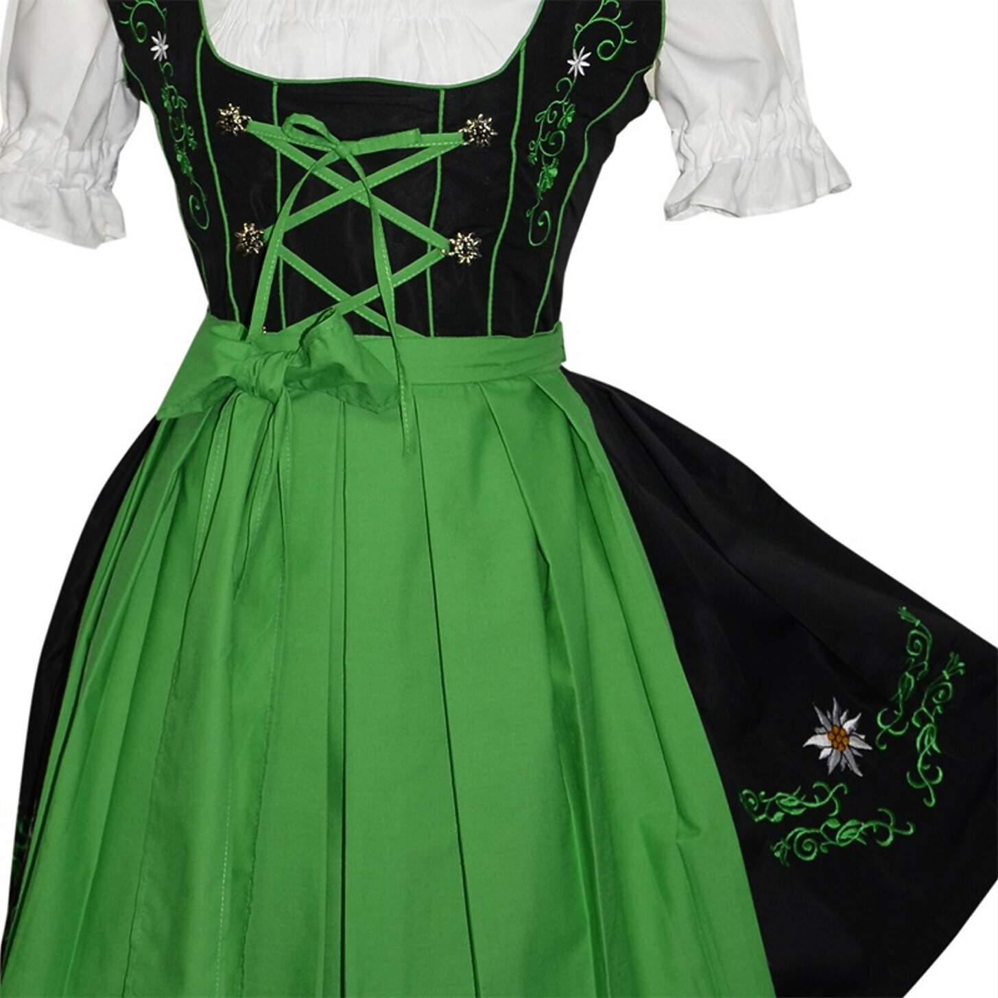 German Dirndl Dress Short S M L XL Waitress Oktoberfest EMBROIDERED 3 Pc SET