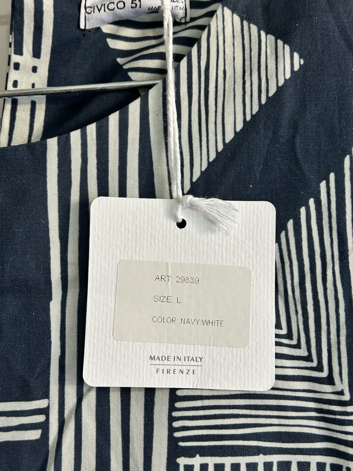 Civico 51 a Line Dress Made in Italy, Size Large, Cotton, Slvless New with tag