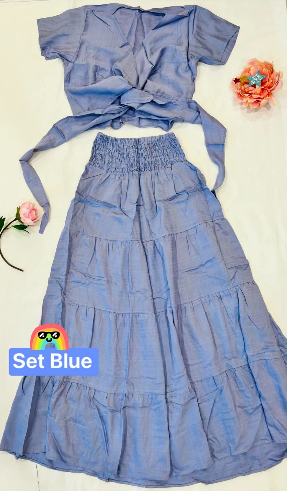 Women’s 2-Piece Wrap Top & Tiered Maxi Skirt Set
