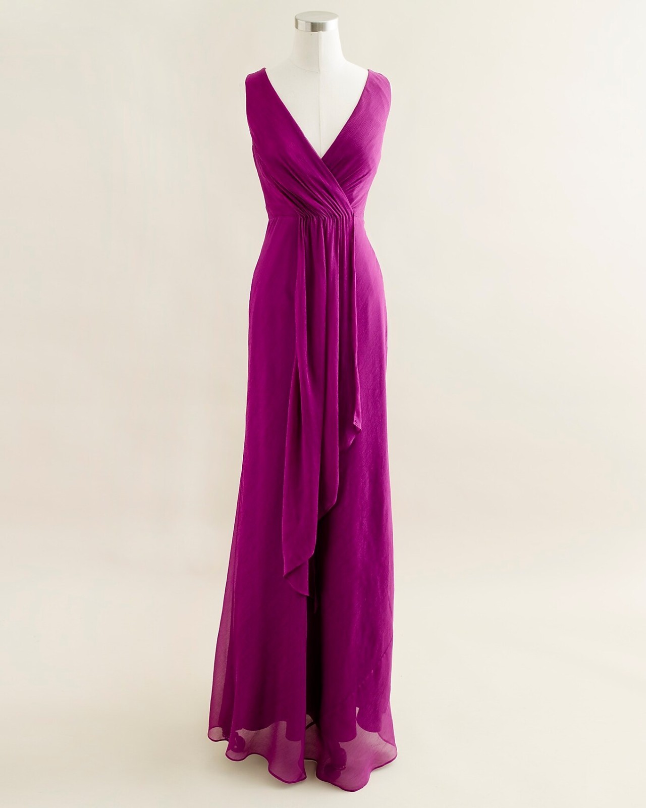 J Crew Evie Long Silk Chiffon Dress 6 Spice Wine Bridesmaid Wedding Formal Gown