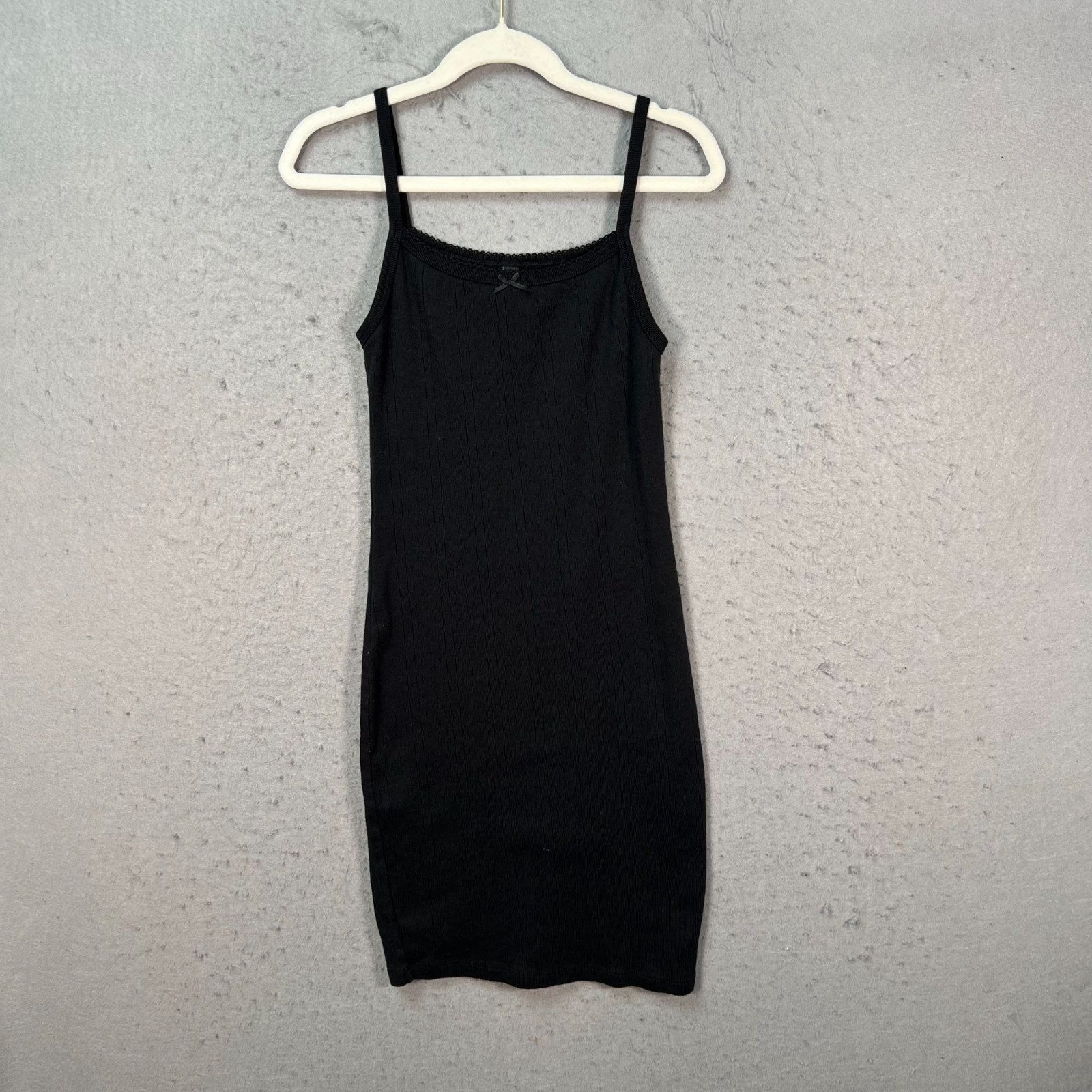 Cou Cou Womens Size XXS Black Ribbed Mini Slip Dress Organic Cotton