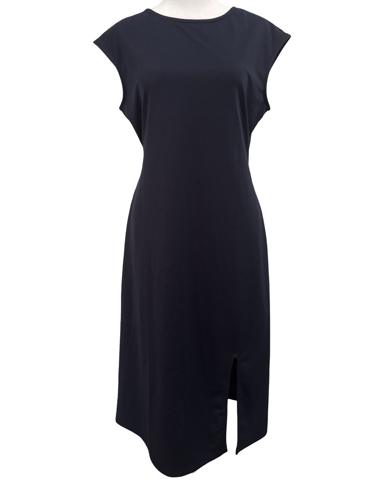Dressy Star NWOT Vestido Midi Azul Marino Cinturón Abertura Talla M L