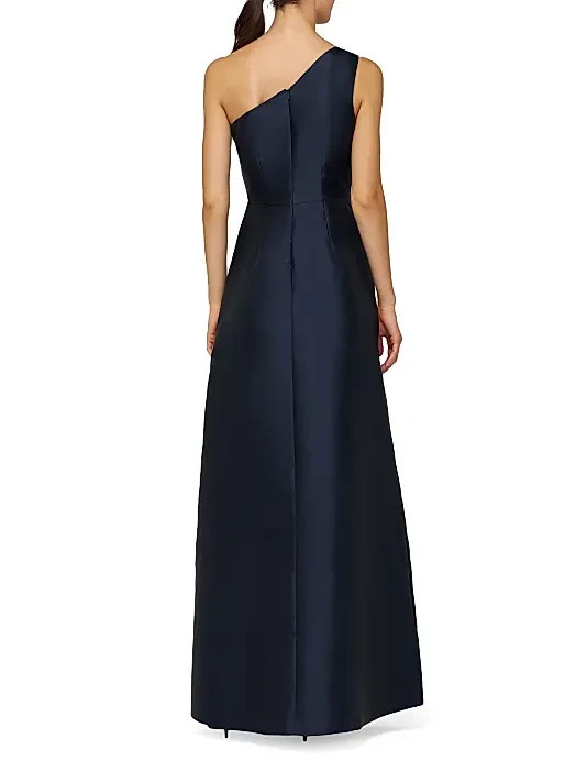 Kay Unger Midnight Blue Giada Embellished One-Shoulder A-Line Gown Size 10 $398