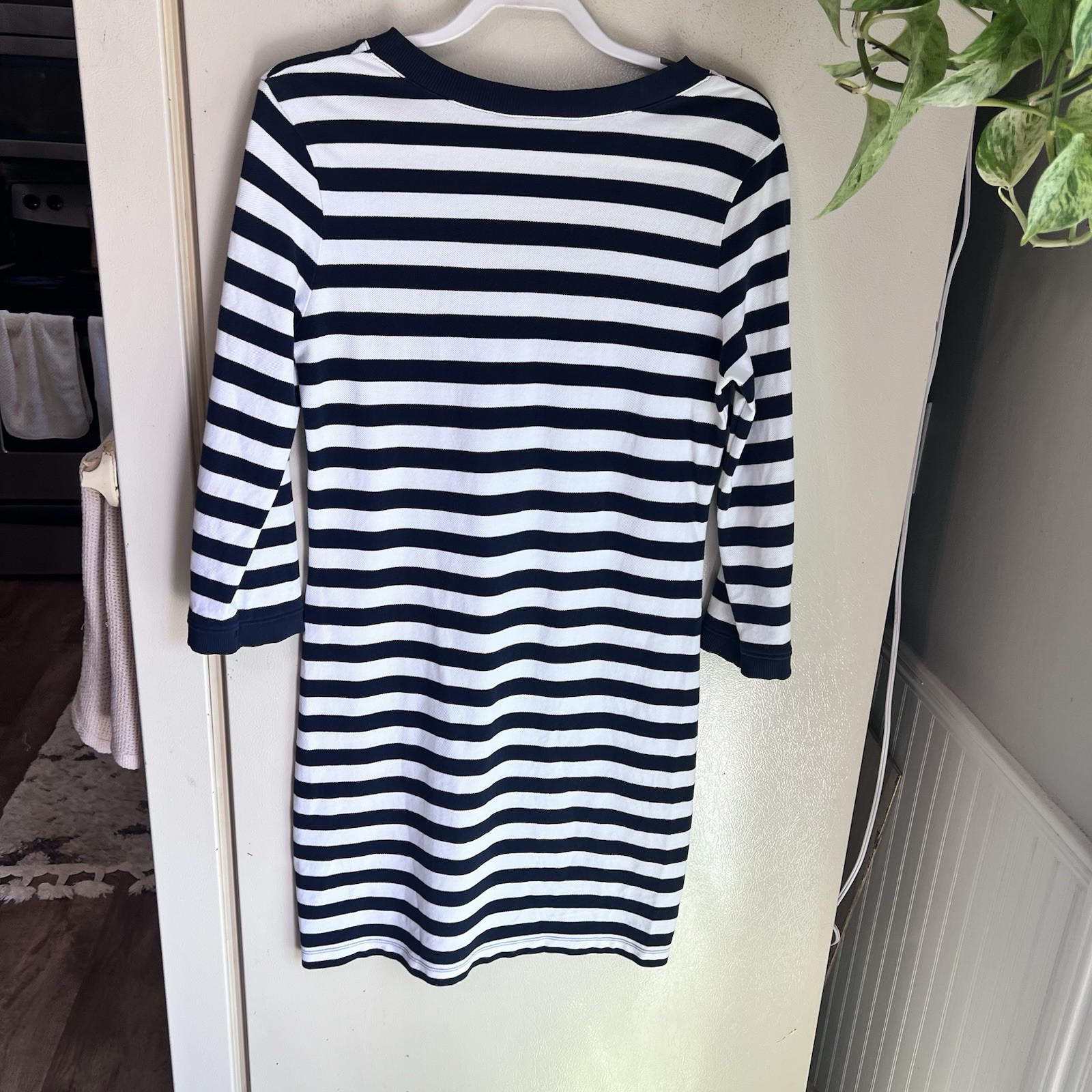 Brooks Brothers Nautical Navy Striped Shift Dress Women Size M- Coastal Preppy