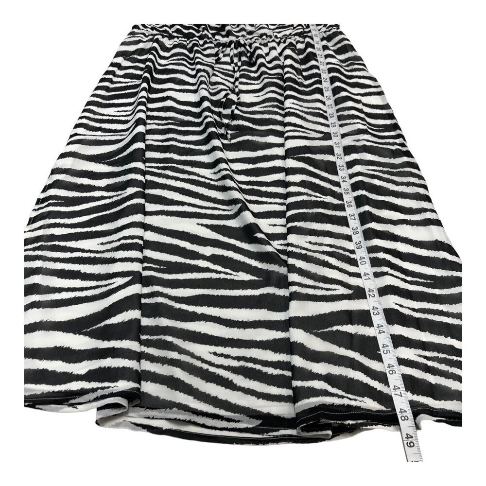 Worthington Dress One Shoulder Black Zebra Print Chiffon Midi Size XL Event