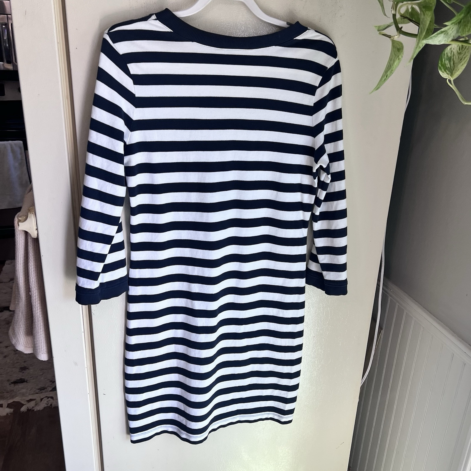 Brooks Brothers Nautical Navy Striped Shift Dress Women Size M- Coastal Preppy